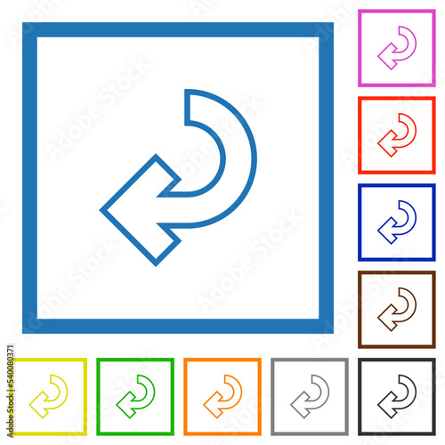 Return arrow outline flat framed icons