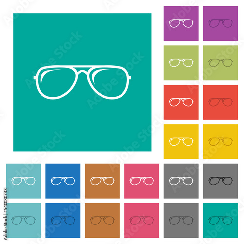 Glasses with glosses square flat multi colored icons