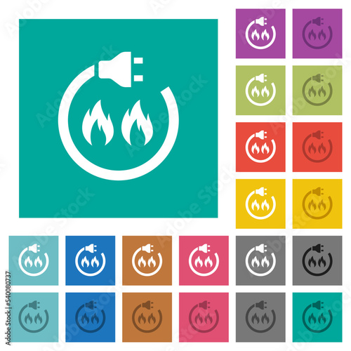 Gas energy square flat multi colored icons