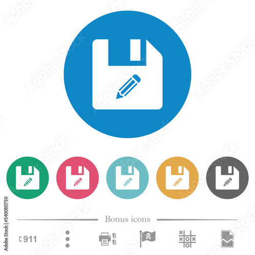Edit file flat round icons