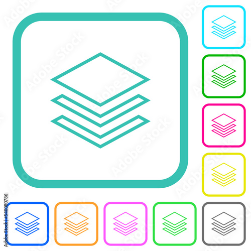 Layers outline vivid colored flat icons