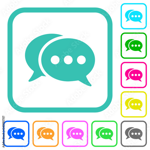 Two oval active chat bubbles solid vivid colored flat icons
