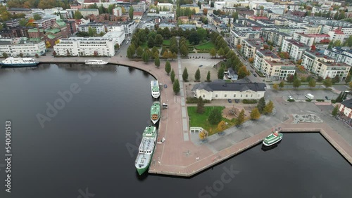 Drone footage of the marina of kuopio city and kallvesi lake  finland Europe
 photo