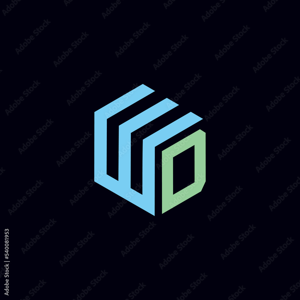 WD letter shape hexagon design WD letter shape hexagon design