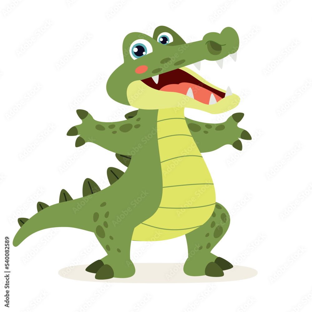 Fototapeta premium Cartoon Illustration Of A Crocodile