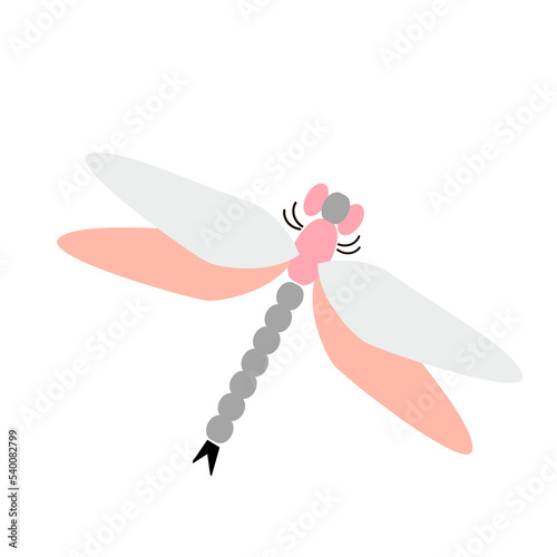 Flat dragonfly. Pastel color.