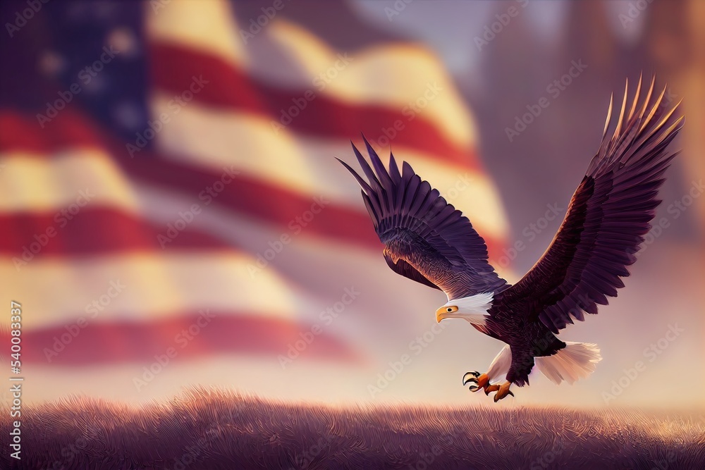 3D rendered American Bald Eagle with cute kawaii look like modern animation.  Computer generated patriotic American bird. Official mascot of the United  States Stock Illustration | Adobe Stock