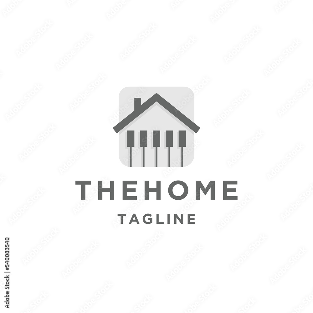 Home piano logo design template flat vector illustration