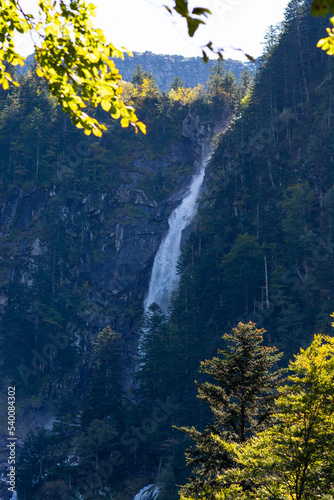 The Ars waterfall is a natural waterfall in the in the Ariège department in the Occitanie region of south-western France, Pyrenees. photo