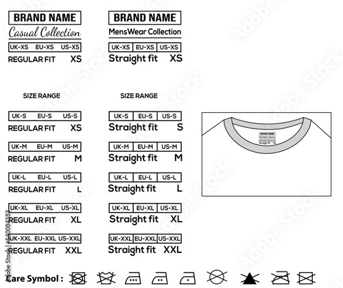 Back neck print (BNP) design template. Apparel brand identity design.