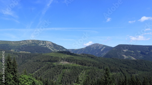 View of the Krkonose monuments on a clear day.