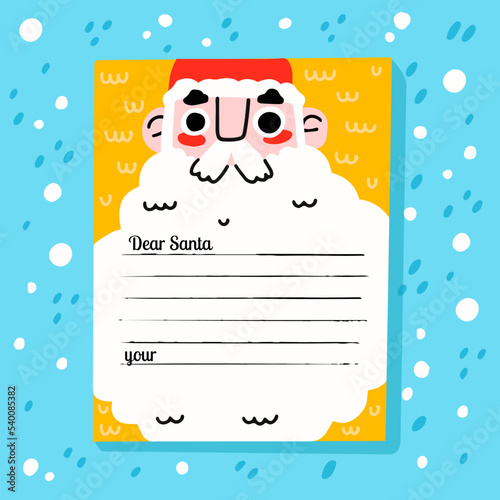 Christmas letter from and to Santa Claus template. Flat hand drawn vector design.From the desk of Santa Claus - Christmas letter from Santa Claus, remade letter with empty copy space. Special Delivery