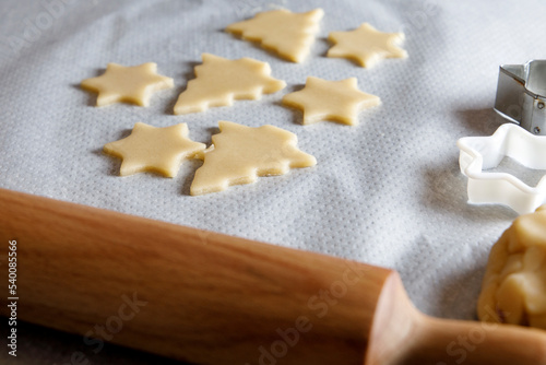 Making christmas coockies at home photo