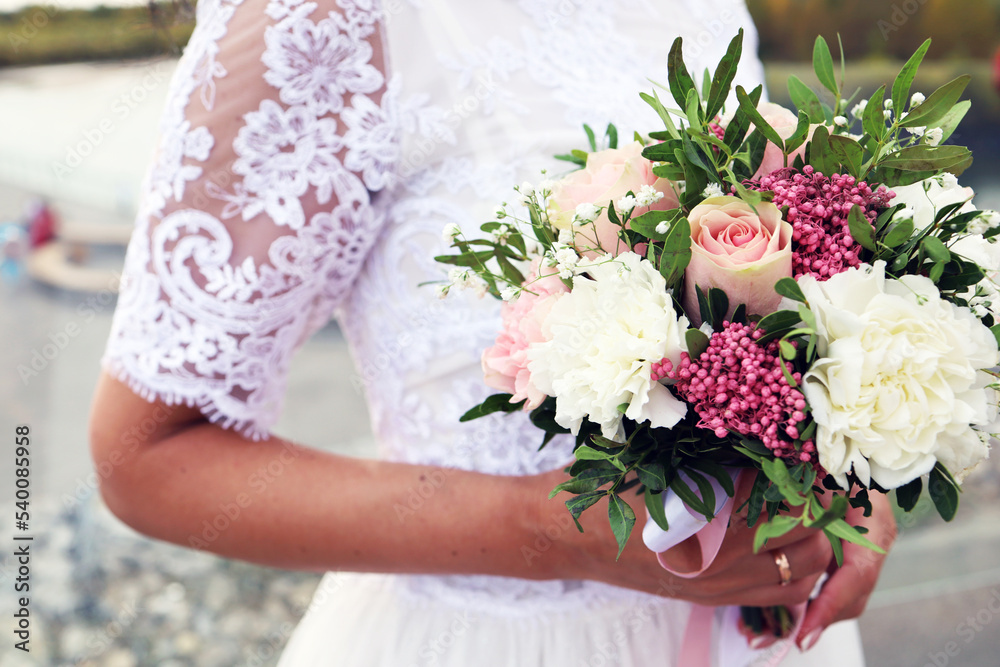 Beautiful bride with a wedding bouquet Beautiful bride with a wedding bouquet