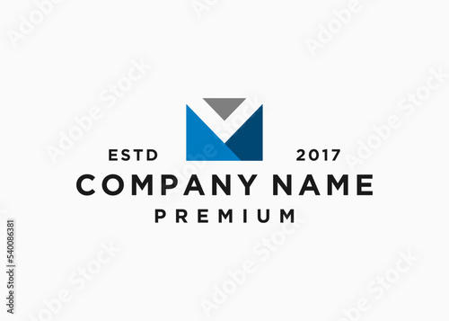 initials letter mv square logo design vector illustration template