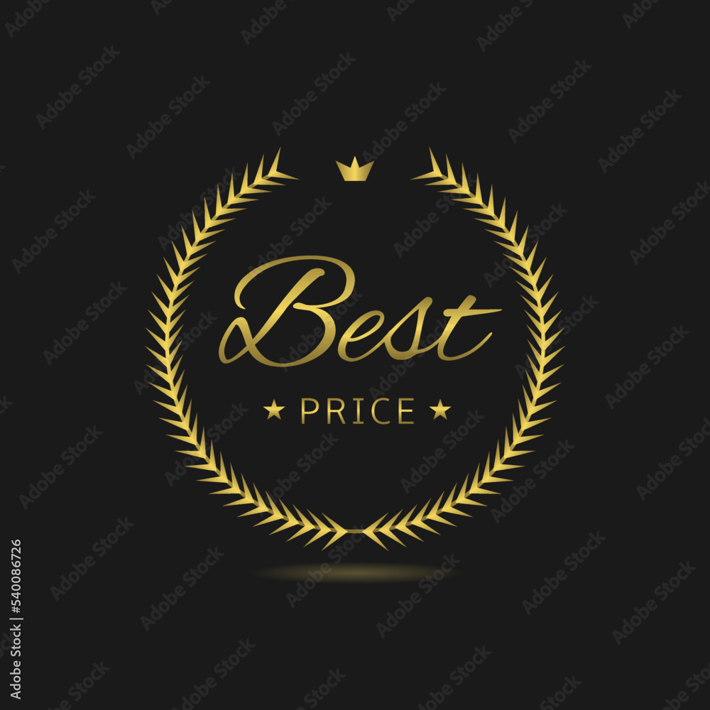 Obraz premium Best price Golden laurel wreath label