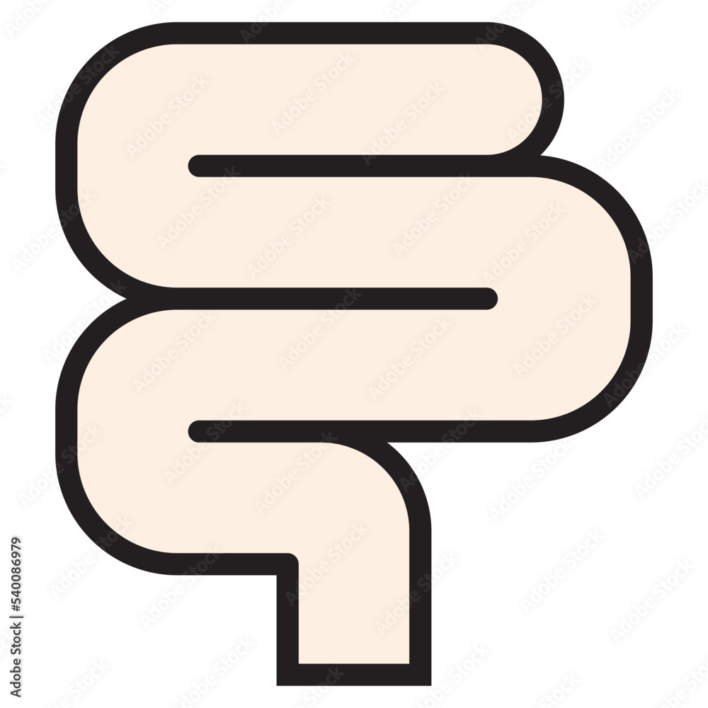 Intestine color line style icon Intestine color line style icon