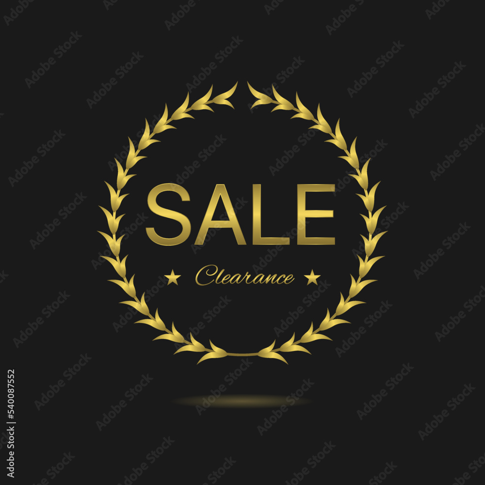 Naklejka premium Sale clearance Golden laurel wreath label