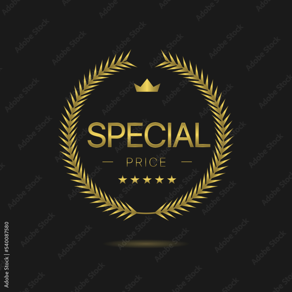 Special price golden laurel wreath label