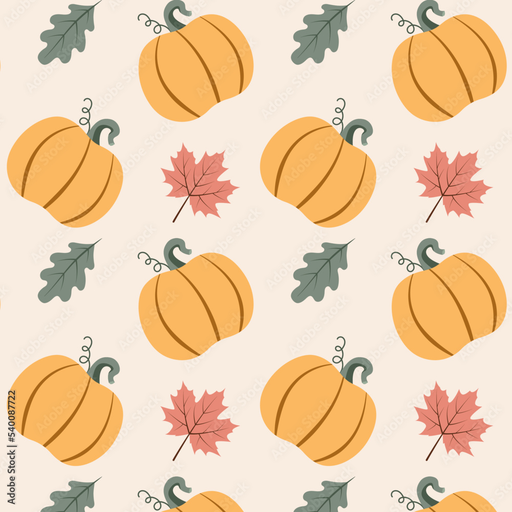 Vector seamless autumn pattern. Seamless pattern with pumpkins Vector seamless autumn pattern. Seamless pattern with pumpkins