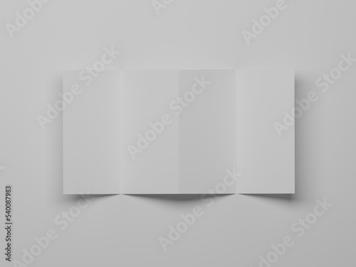 4-fold brochure mockup 3d rendering with white background 