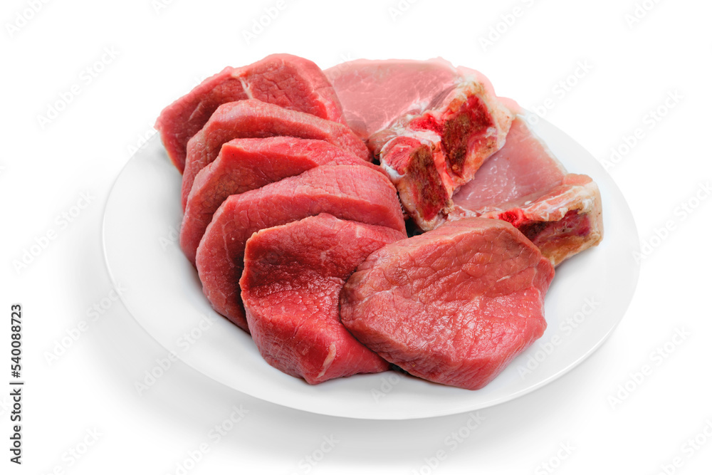 Fresh Raw Meat Background on white background Fresh Raw Meat Background on white background