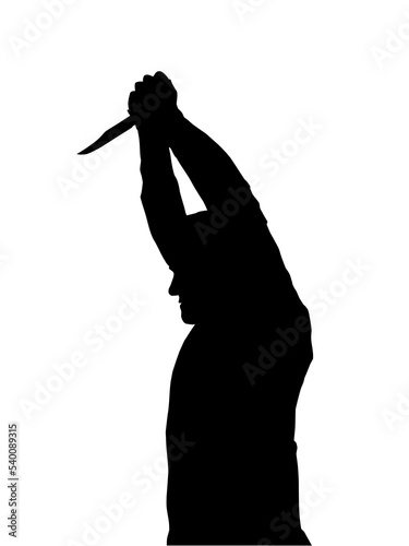 Fototapet Silhouette of man Stabbing Victim