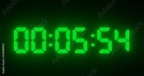 animation of countdown of digital display timer or clock