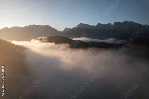 Aerial drone picture of Geroldsee, Bavaria Garmisch Partenkirchen