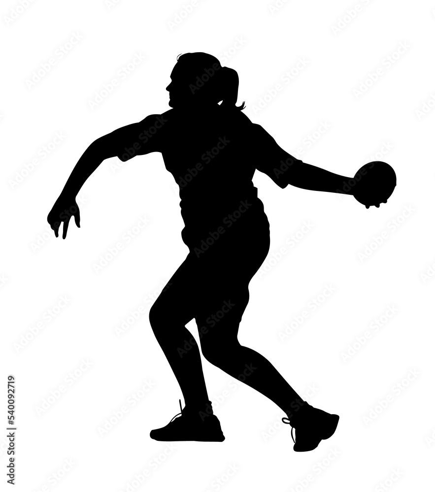 Obraz premium Side Profile of Girl Discus Thrower Turning to Throw