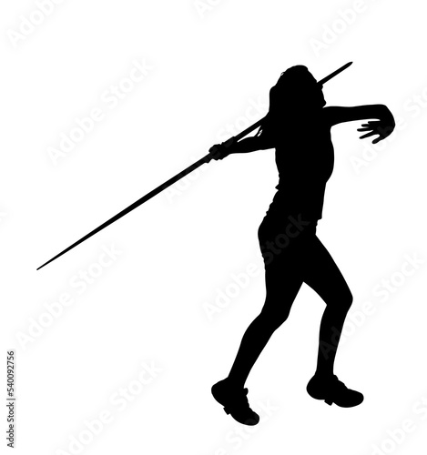 Side Profile of Girl Javelin Thrower Running up to Throw