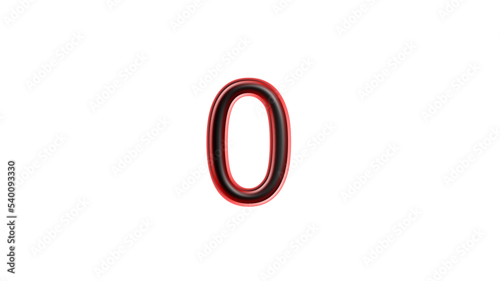 red 0 number 3d effect white background red 0 number 3d effect white background