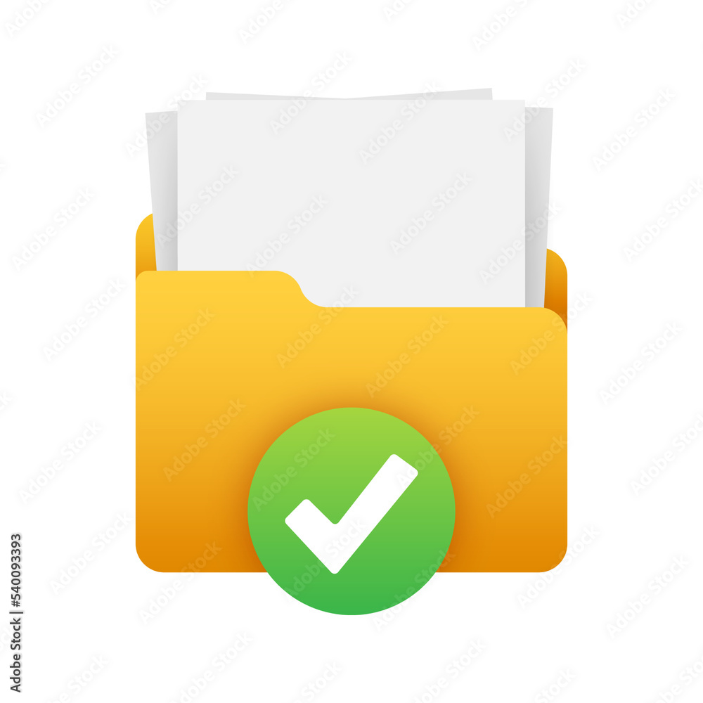 Illustration with folder yes no. Checkmark icon. Documents icon. Vector illustration. Illustration with folder yes no. Checkmark icon. Documents icon. Vector illustration.