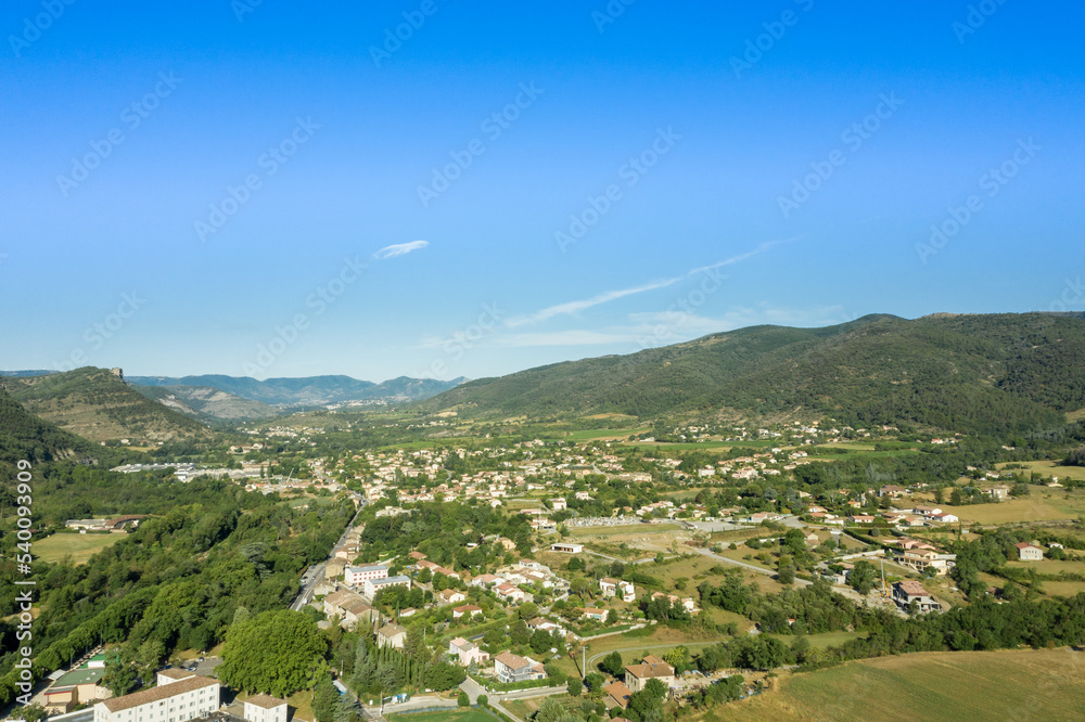 drone view of st julien et st albain in summertime