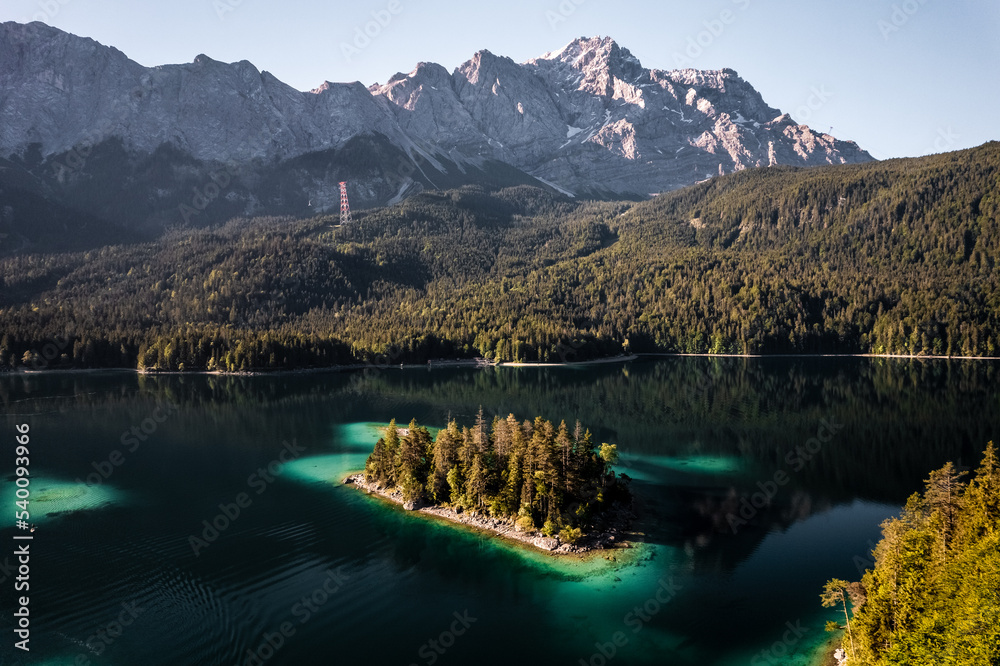 Aerial Drone Picture of Eibsee in Bavaria, Germany