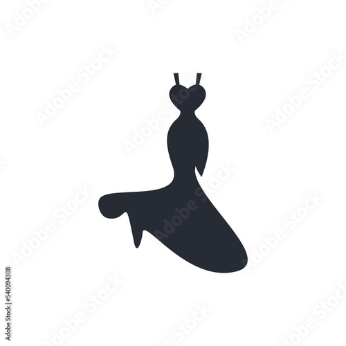 ​Elegant female black dress logo design. Fashion template sign for a clothing store, women's boutique brand women's dresses. Vector image.