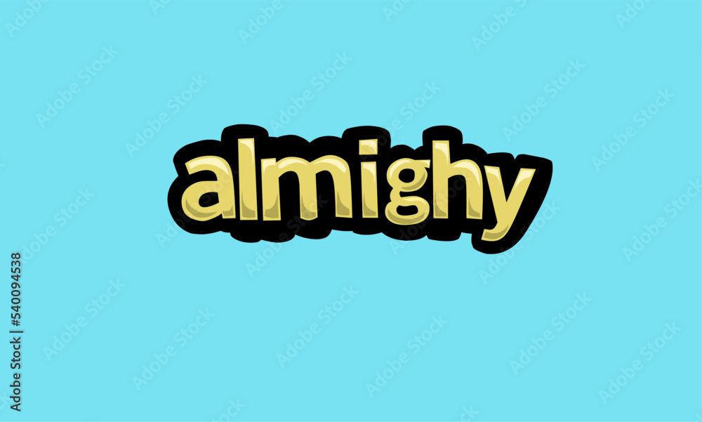 ALMIGHY writing vector design on a blue background
