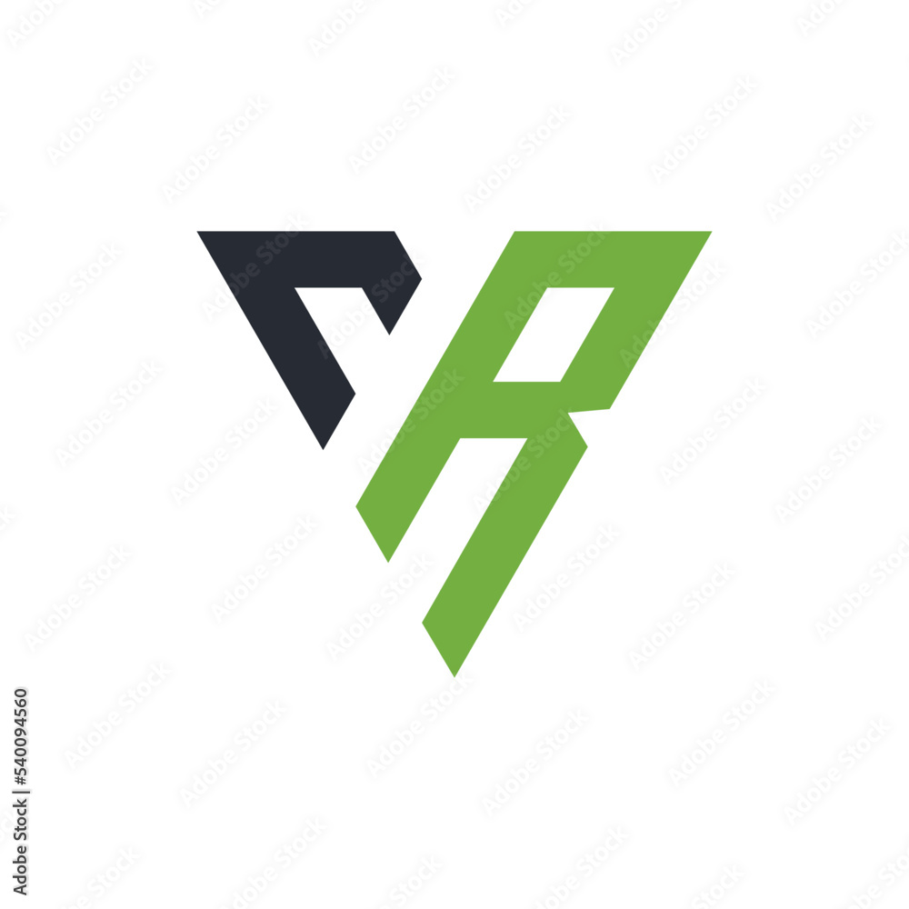 VR Letter Logo Design with simple elegant green and gray color VR Letter Logo Design with simple elegant green and gray color