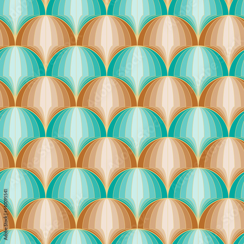 Abstract geometric seamless pattern. Turquoise and brown scales