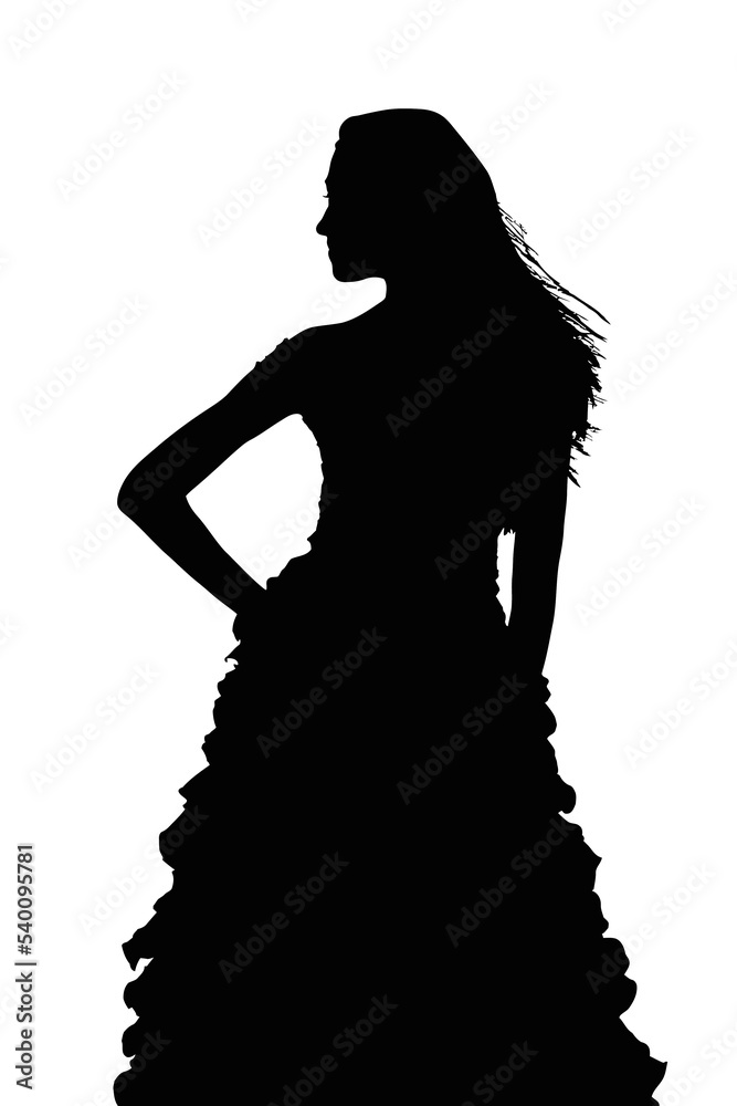 Fototapeta premium Silhouette of Slim Girl Posing at Beauty Pageant