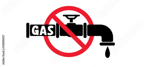 Closed gas pipeline with fittings and valves. Valve on the main gas pipeline. sanction, open or close war conflict. Stop, no gas supply. Energy crisis concept. Expensive price.