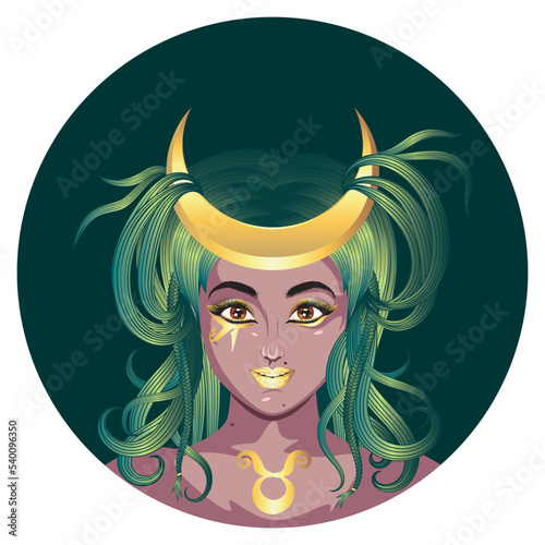 Taurus girl with crescent moon