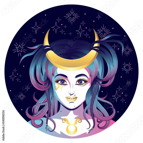 Taurus girl with crescent moon