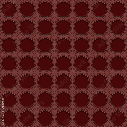 Dark red nano suit textile seamless texture with heptagon polygon structures for fabric reinforcement