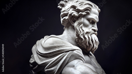 Illustration of a Renaissance marble statue of Hephaestus. He is the God of fire, metalworking, and forges. Hephaestus in Greek mythology, known as Vulcan in Roman mythology.