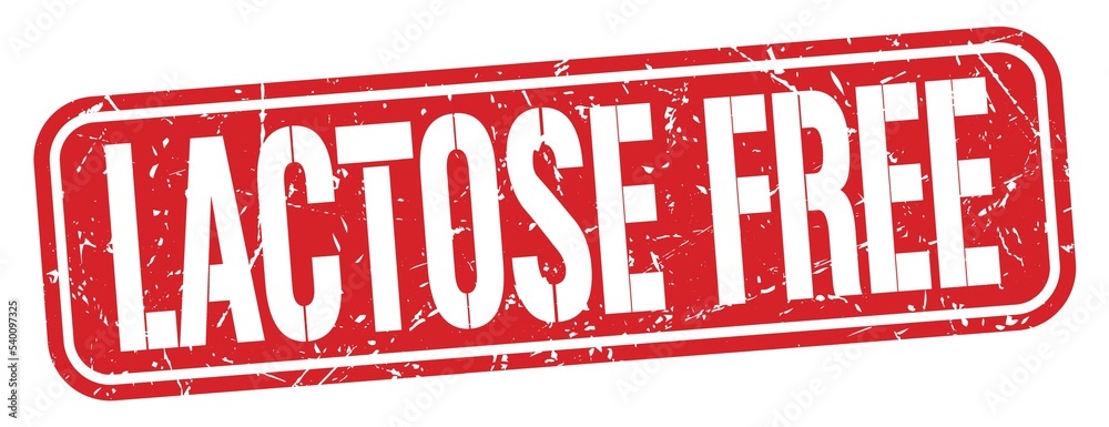LACTOSE FREE text written on red stamp sign. LACTOSE FREE text written on red stamp sign.