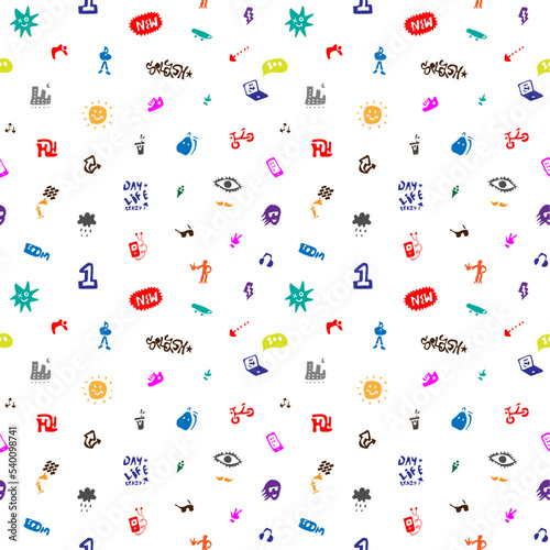 Summer city life seamless vector background , design element
