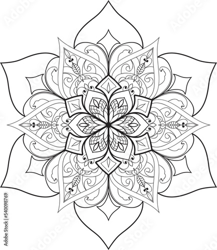 Adult coloring page Mandala.Antistress Coloring Page Mandala.Hand drawn illustration vector
