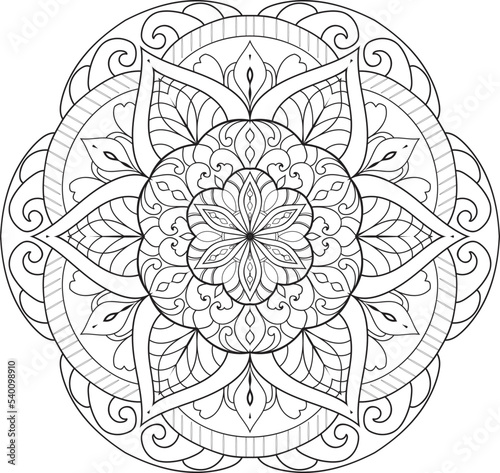 Mandala isolated on the white background.Doodle pattern.ornament design for coloring page