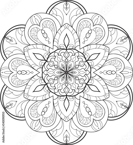 Mandala isolated on the white background.Doodle pattern.ornament design for coloring page